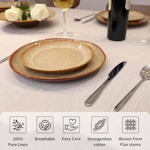 Linen Tablecloth 100% Pure Linen Table Cloth for Rectangle Tables Machine