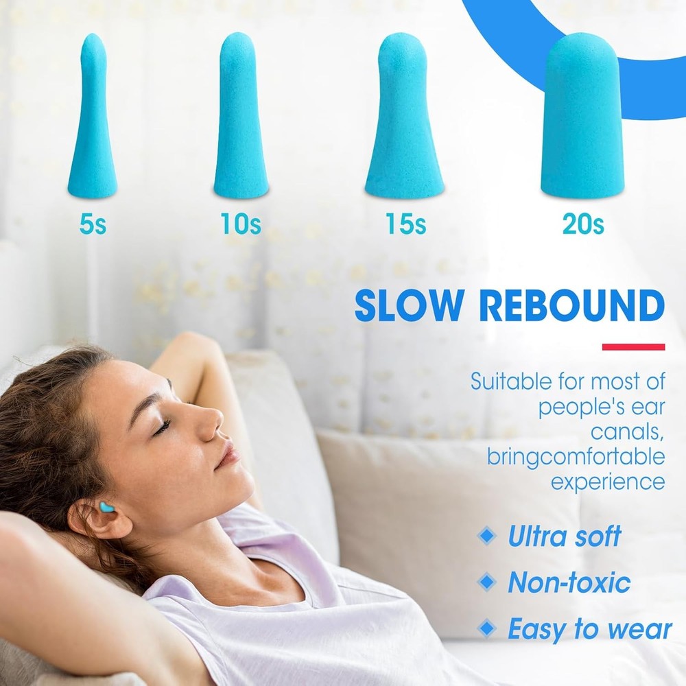 100 Pairs Foam Earplugs 32 dB Noise Reduction Soft Sleeping Snoring Study Work