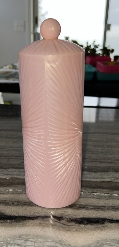Vintage Plastic Art Deco Diamond Cut Vanity Container 10”