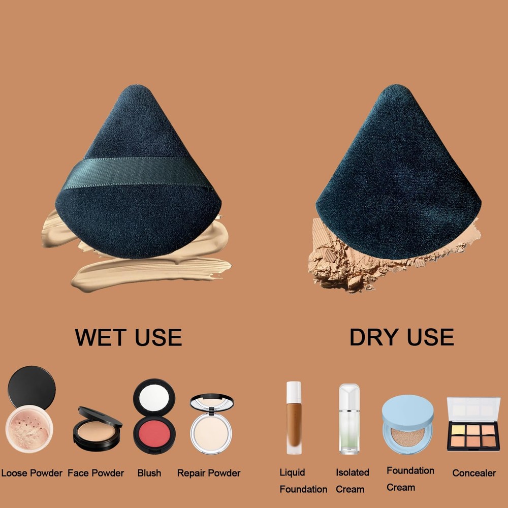 16 pcs Triangle Powder Puff Makeup Puff:Setting Black