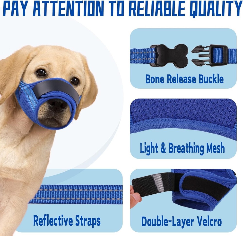 Dog Muzzle, Air Mesh Breathable Muzzle for Medium Large Sized Dogs to Anti & ...