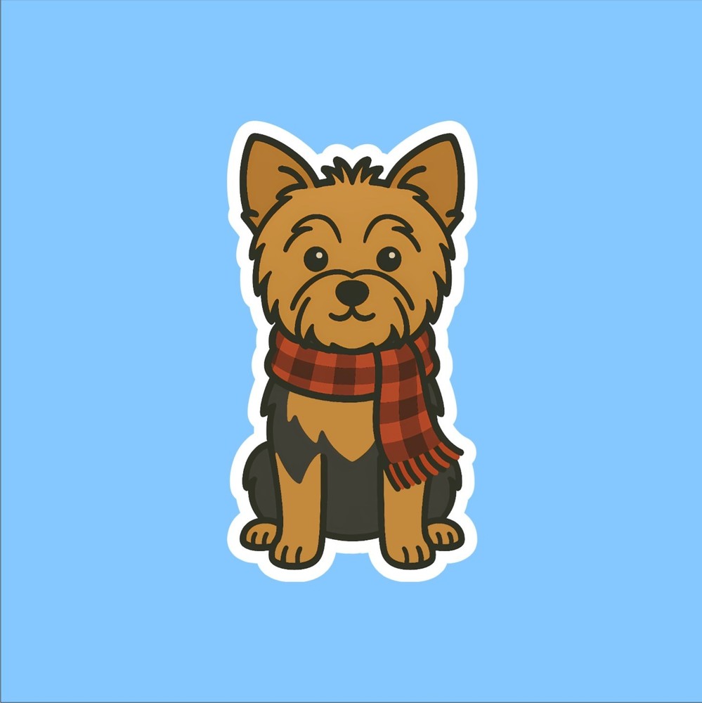Yorkshire Terrier in Scarf Sticker