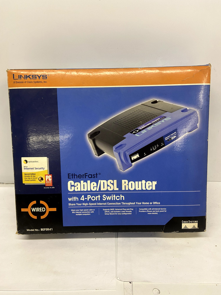 LINKSYS 4 Port Cable EtherFast Switch DSL Router BEFSR41 Computer Network