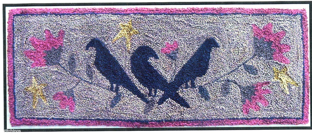 Three Old Crows Punchneedle Embroidery Pattern Punch Needle