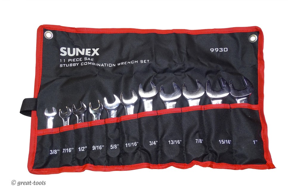 SUNEX TOOLS STUBBY COMBINATION WRENCH SET – sae – standard – automotive tools