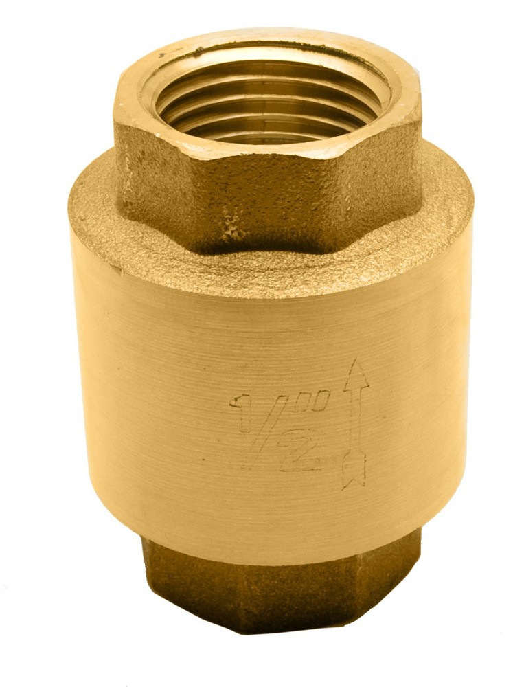 1/2" Brass In-Line Spring Check Valve - 200WOG