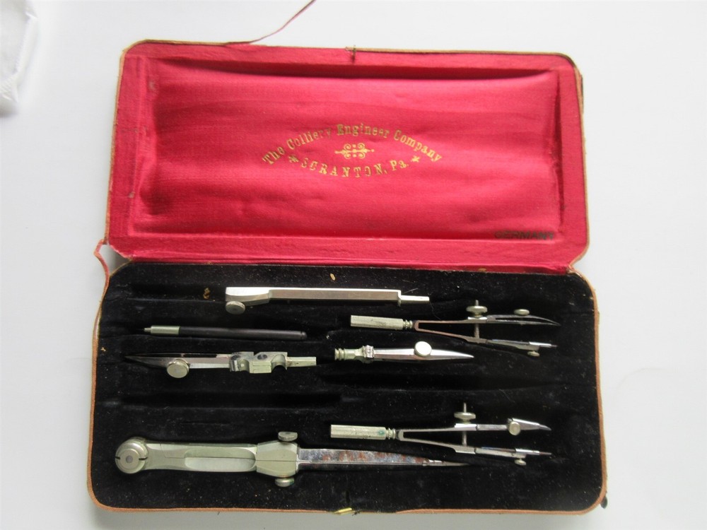 Vintage Drafting Set compass Colliery Engineer Company Scranton PA
