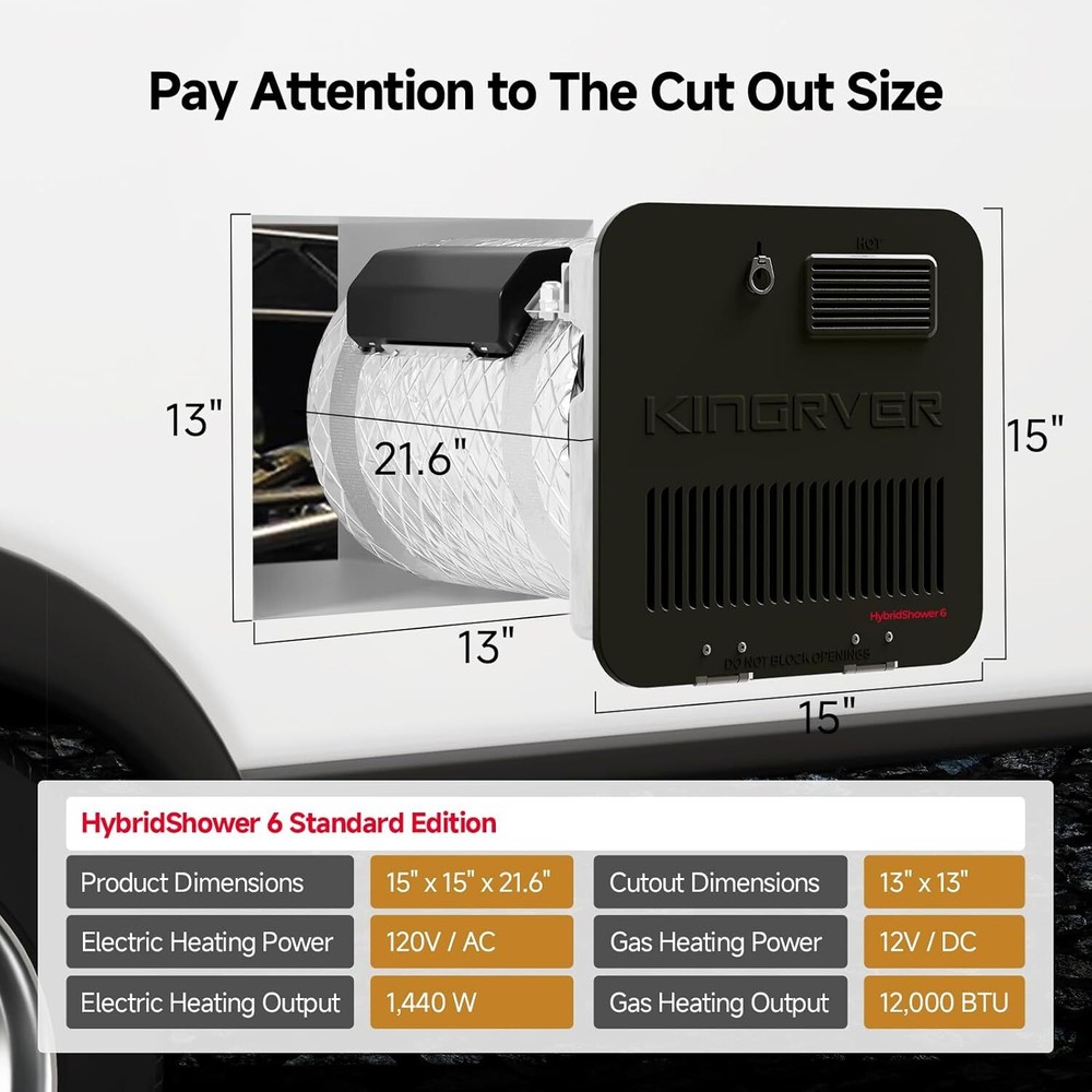 6/10 Gallon RV Camper Hot Water Heater Gas+Electric Bulit-in Magnesium Anode Rod