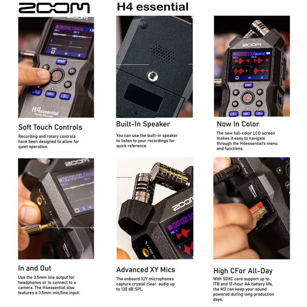 Zoom H4essential Recorder, Bundle with Zoom Accessory Pack, 32GB micro SD Card