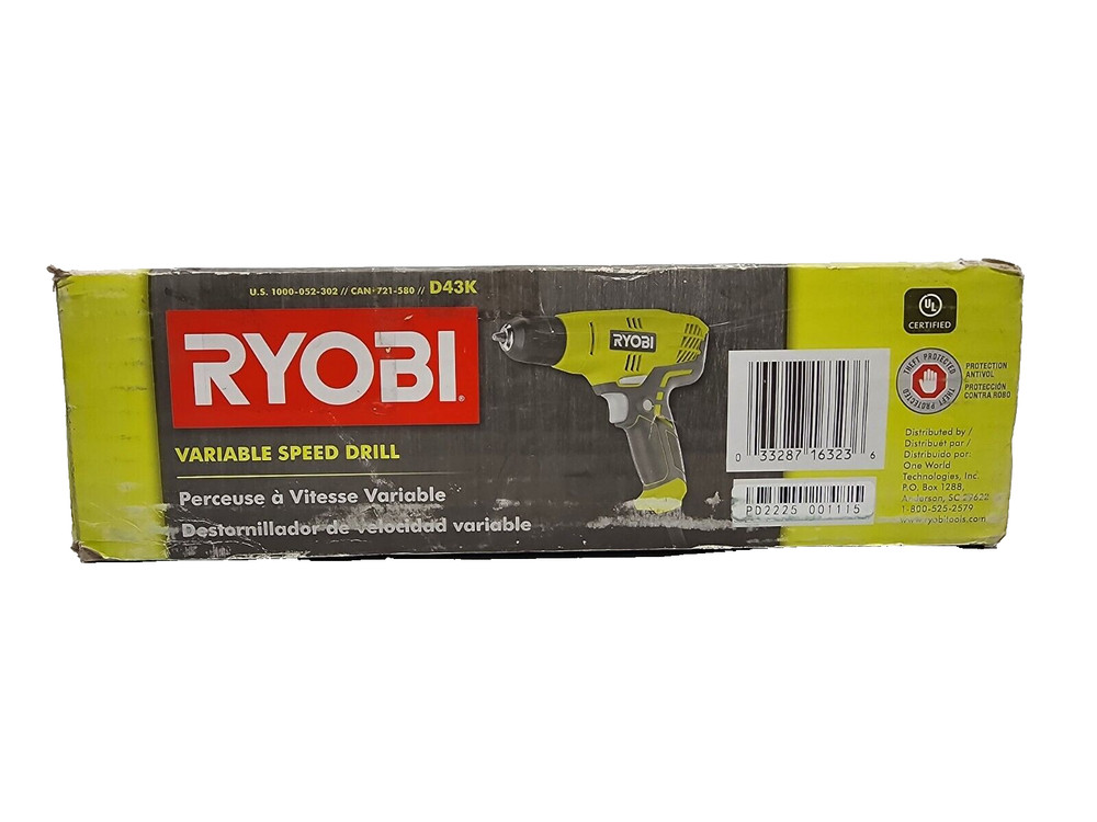 Ryobi D43K Variable Speed Drill With Keyless 3/8" Chuck & Tool Bag