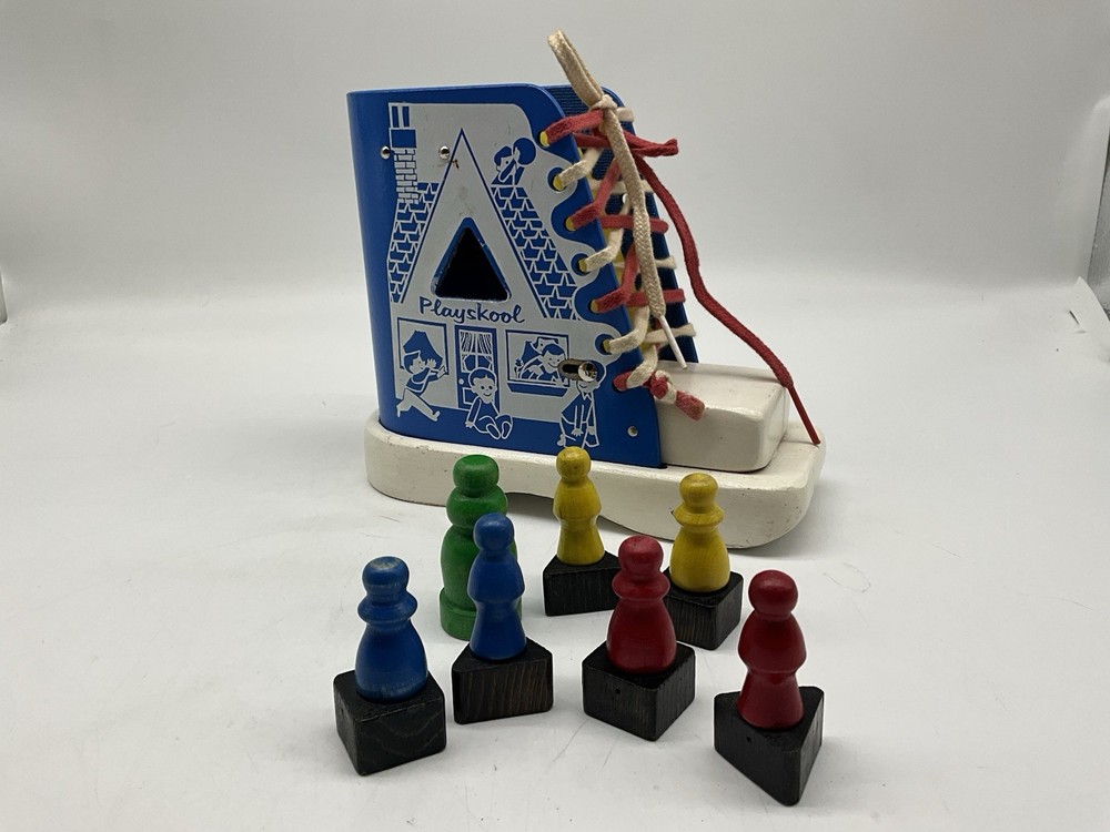 PLAYSKOOL Vintage Red Box Lacing Boot Learning While Playing in Original Box