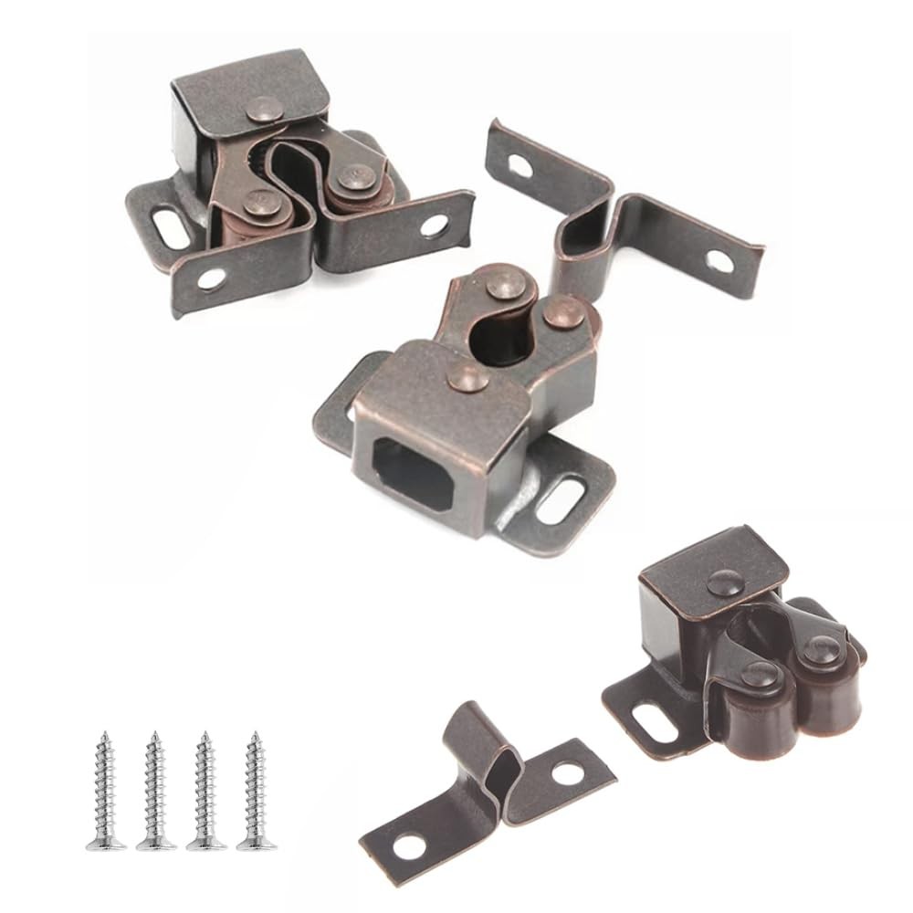 6 Pack Double Roller Catch with Spear Strike Cabinet Closet Doors Roller Catch
