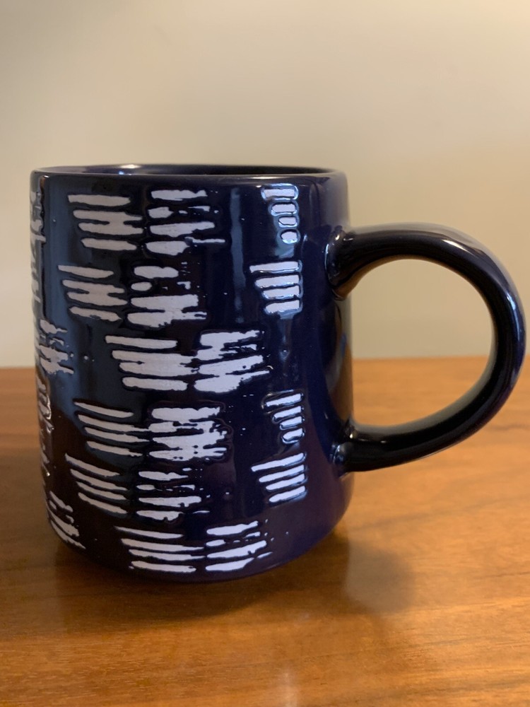 Thyme & Table Drinkware Cobalt Blue & White Lines Stoneware Coffee Tea Mug