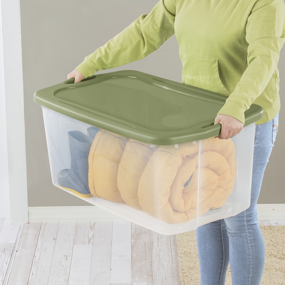Storage Bin, Full-Grip Handles, Green