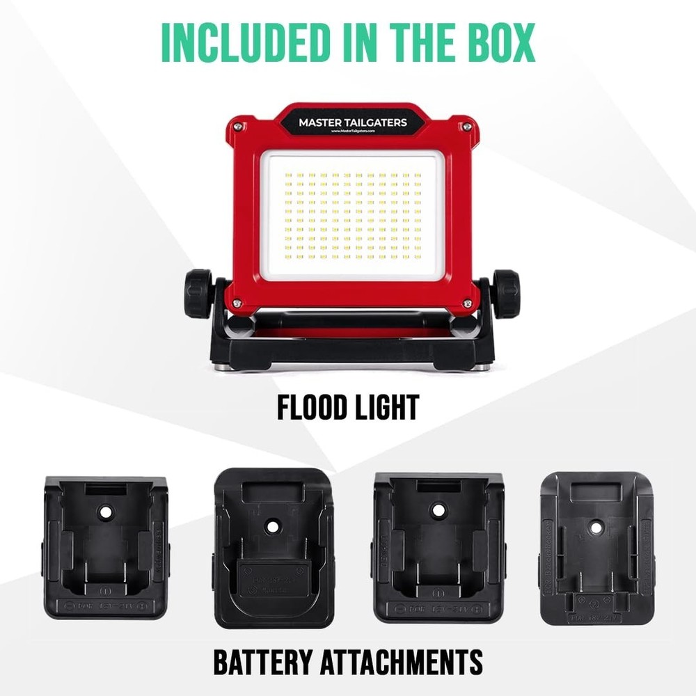 Master Tailgaters LED Work Flood Light Compatible for Universal Battery