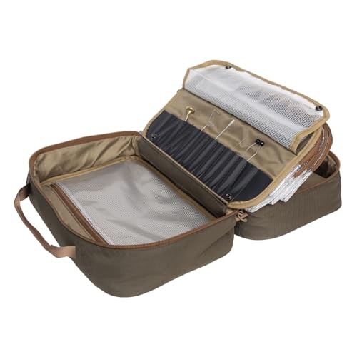 Fly Tying Kit with Multiple See-Through Pouches and Tying Tool Stations and