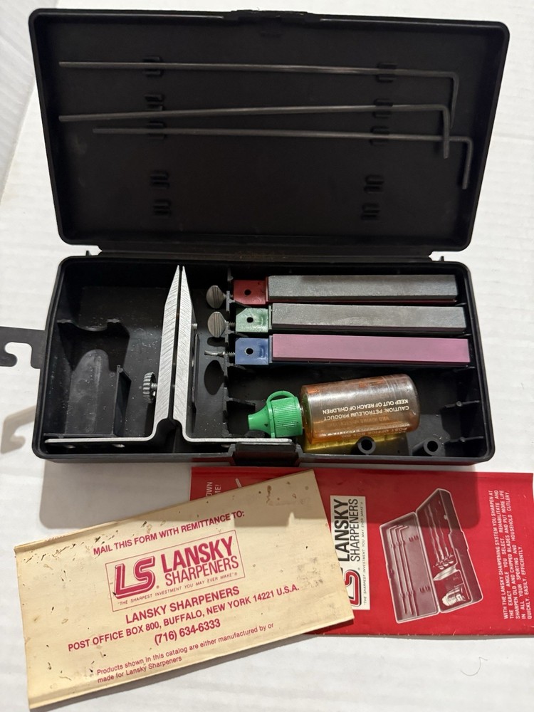 Vintage Lansky Stone Sharpening Kit  1987 Knife Sharpener ￼