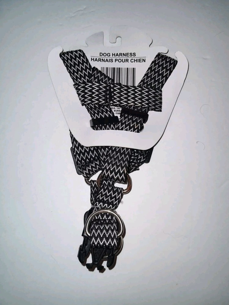 New Black & White Zigzag Pattern Dog Harness Size Large