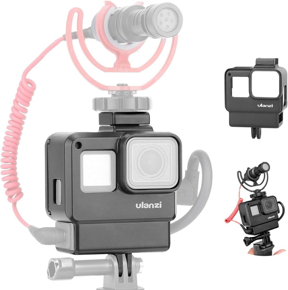 V2 Housing Case Vlogging Frame with Microphone Cold Shoe Mount Compatible for...