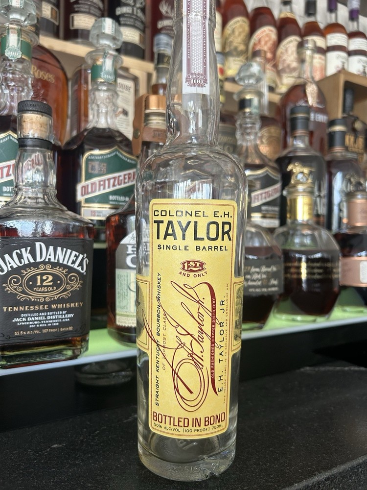 Empty Colonel E.H. Taylor Single Barrel 100 Proof Bottle With Cork