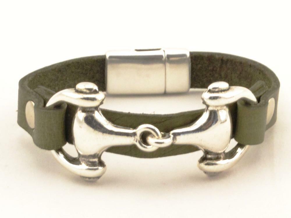 snaffle bit leather bracelet
