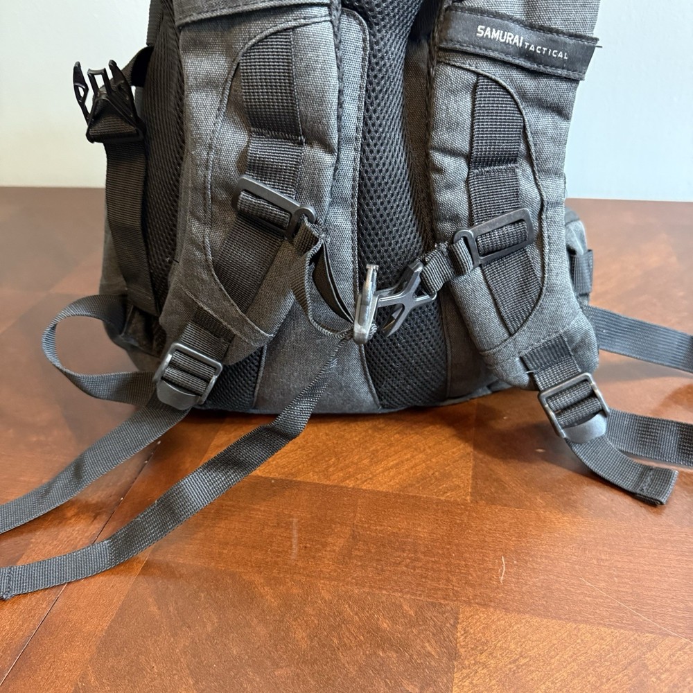 Samurai Tactical Black Backpack MOLLE System Military Style Utility Pack