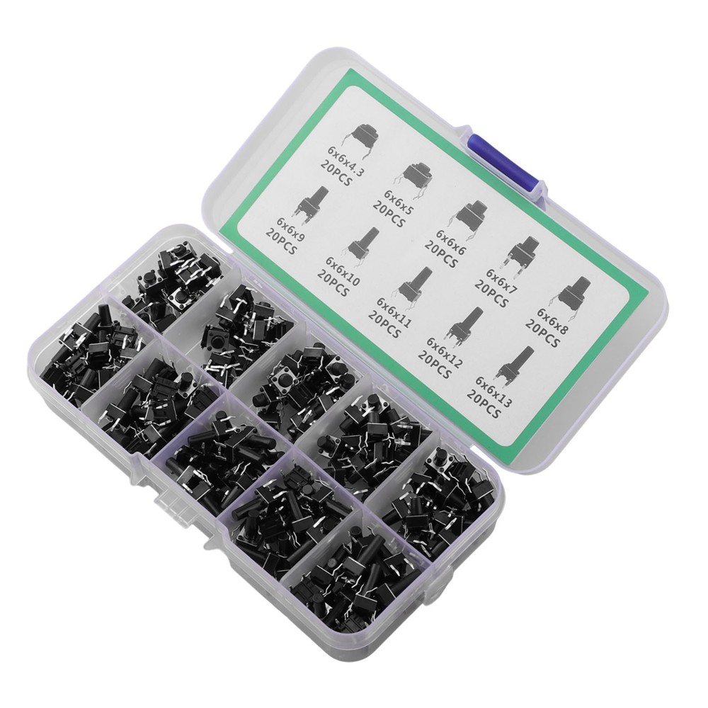 Organized Miniature Tactile Switch Collection for Electronics Projects