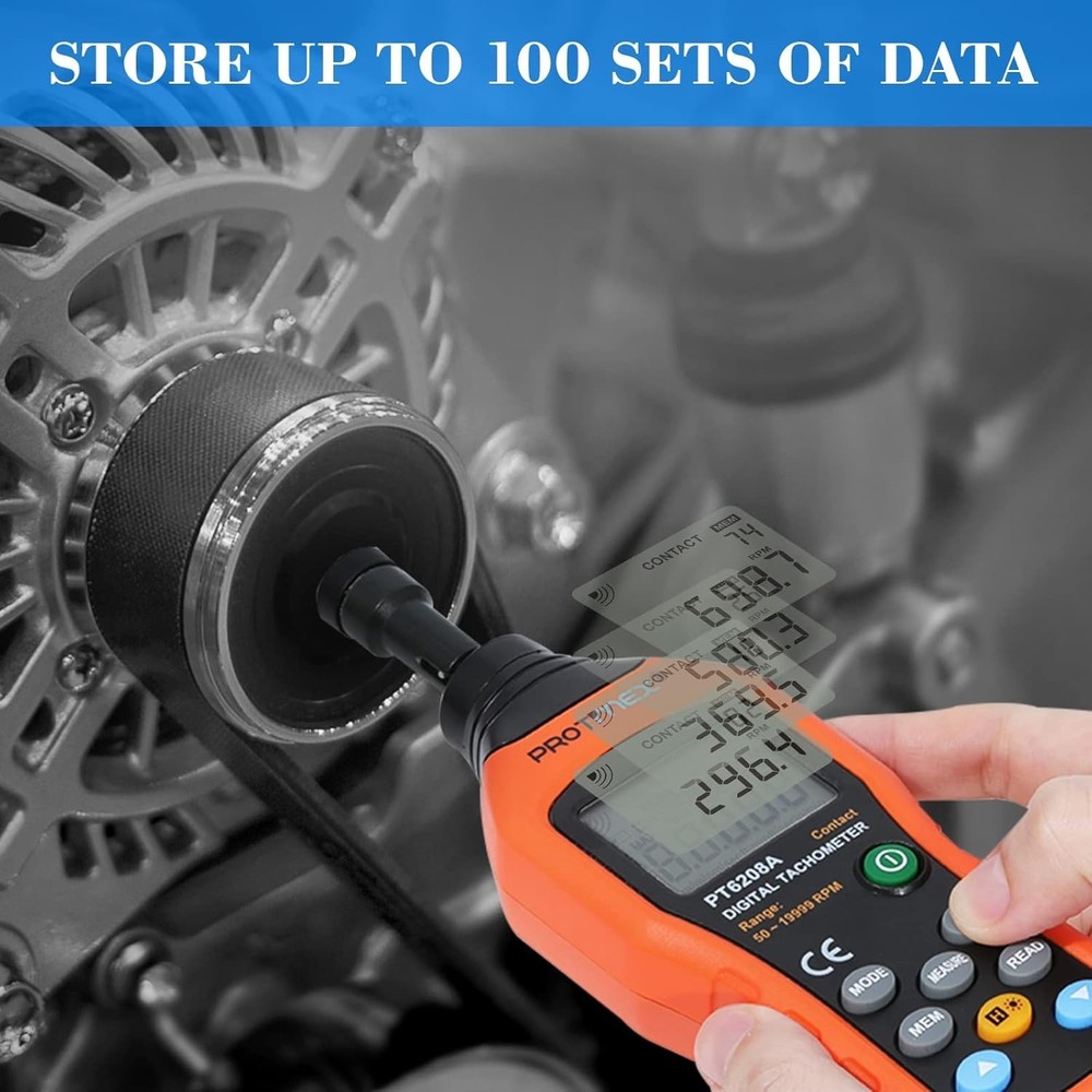 Versatile Experience with PT6208A Tachometer - LCD Backlight & 100 Groups Data