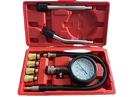 8PCS Compression Tester, Engine Compression Tester kit Professional Plastic red