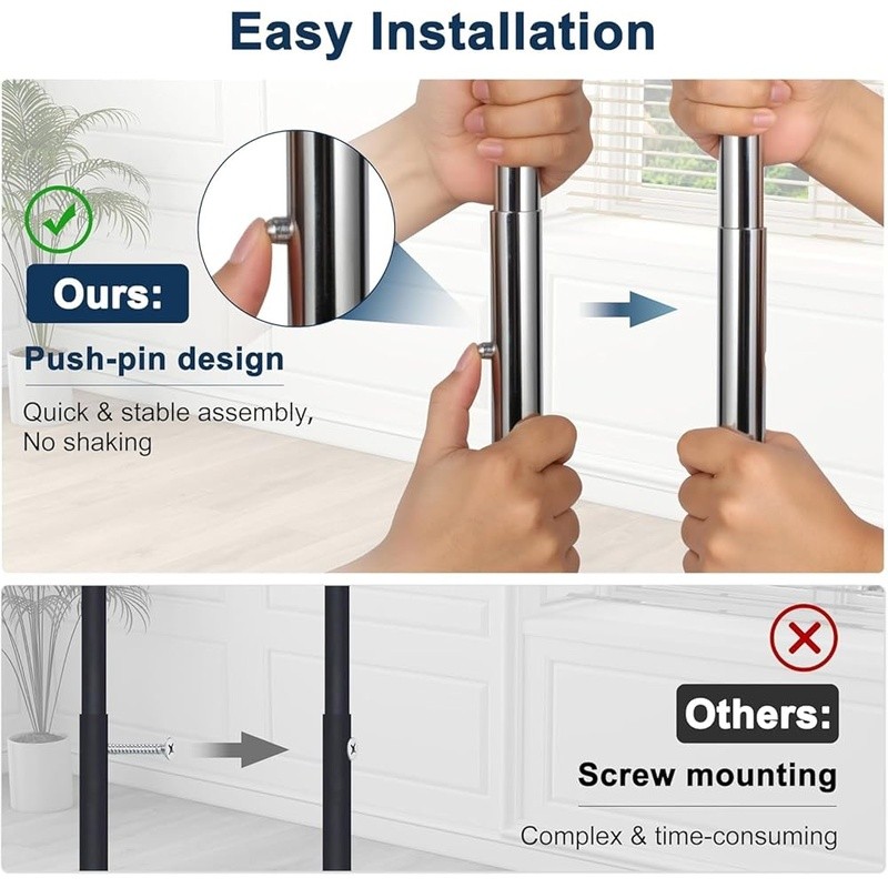 Heavy Duty Clothing Rack W/ Lockable Wheels Adjustable Height Storage Solution