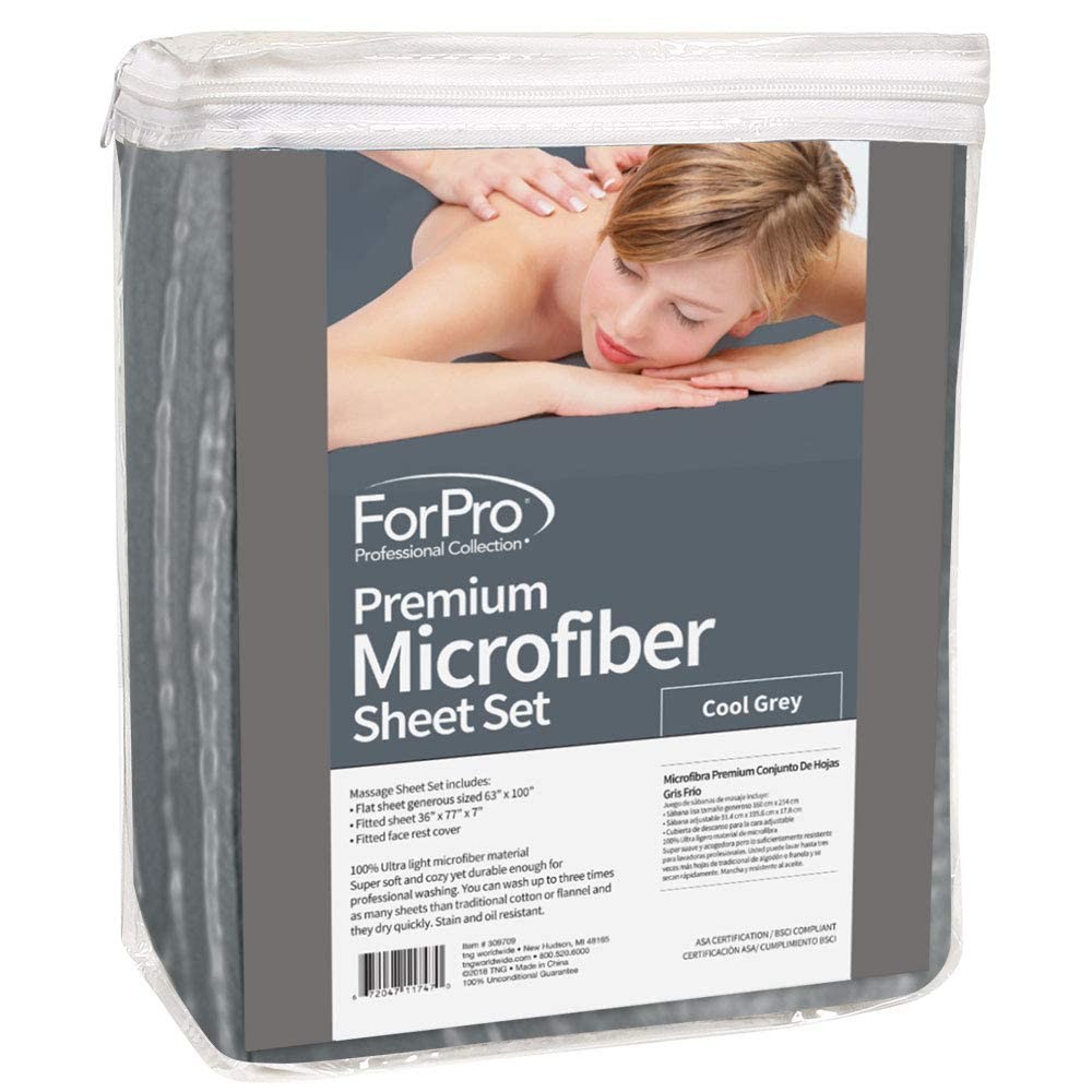 ForPro Professional Collection Premium Microfiber Massage Table, Cool Grey