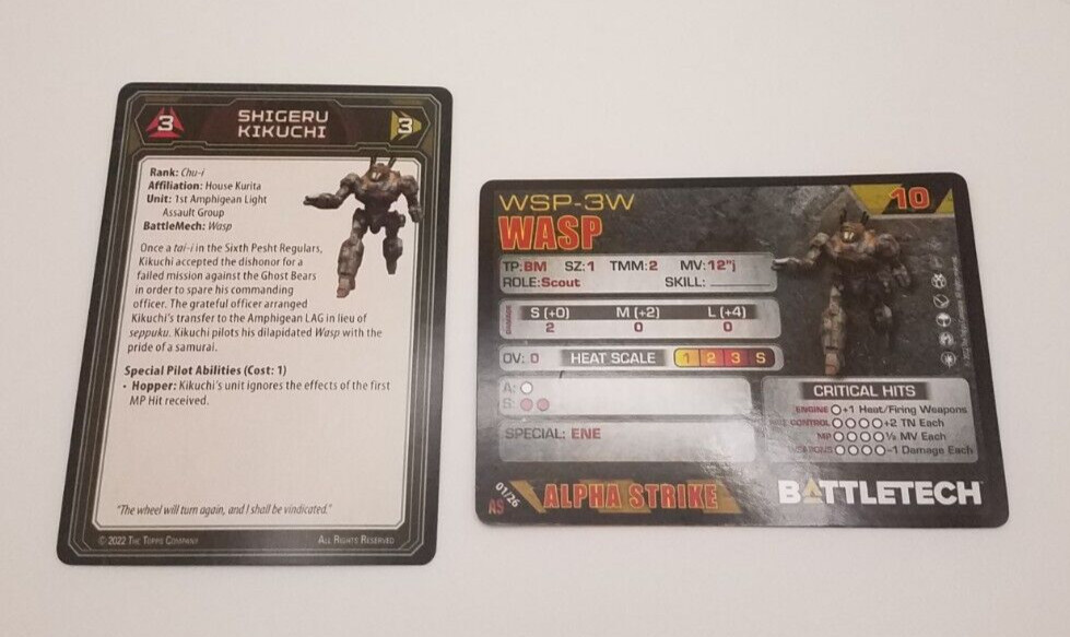 Battletech Alpha Strike - Wasp *Mech & Cards*