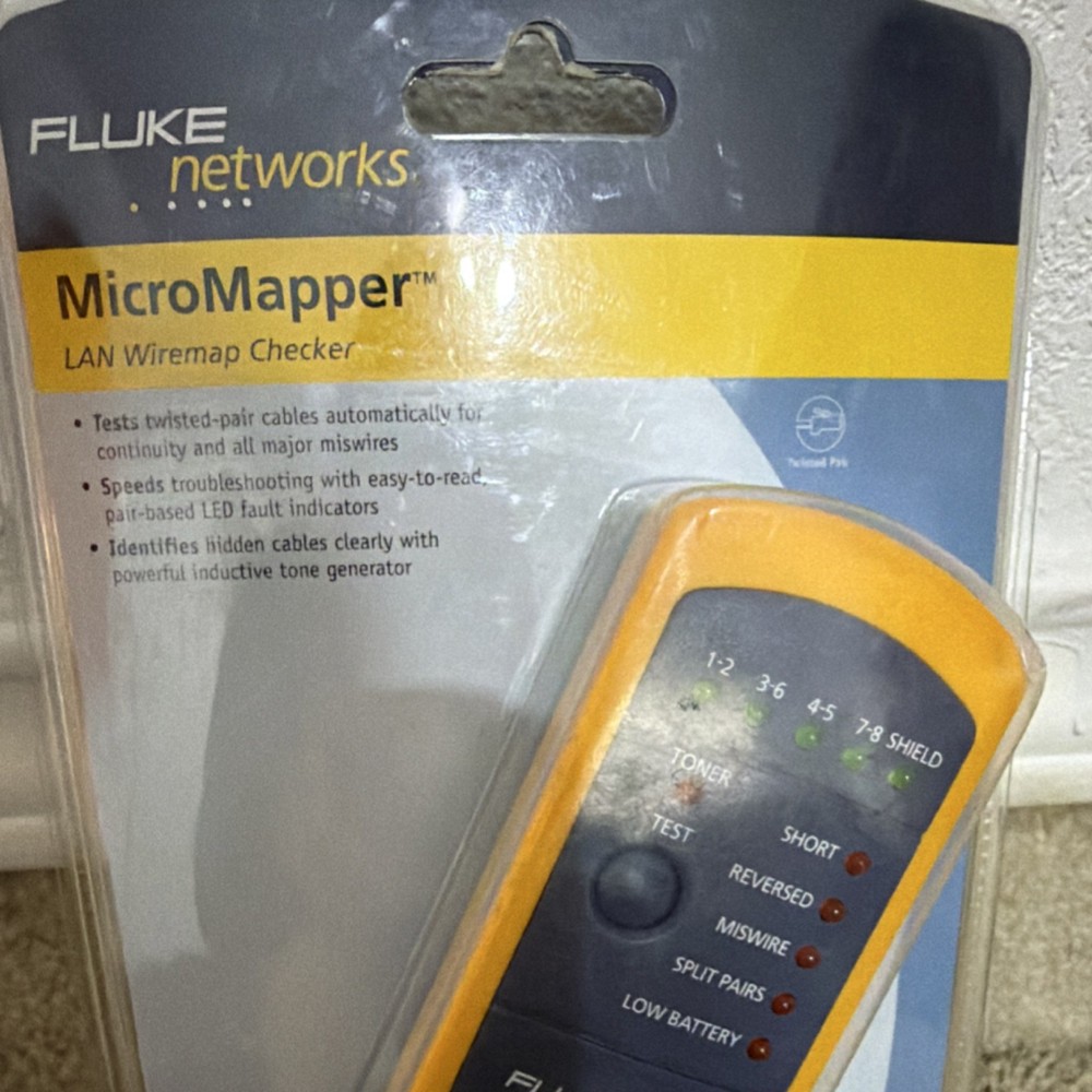 Fluke Networks MicroMapper LAN Wiremap Checker Twisted-Pair Cable Tester