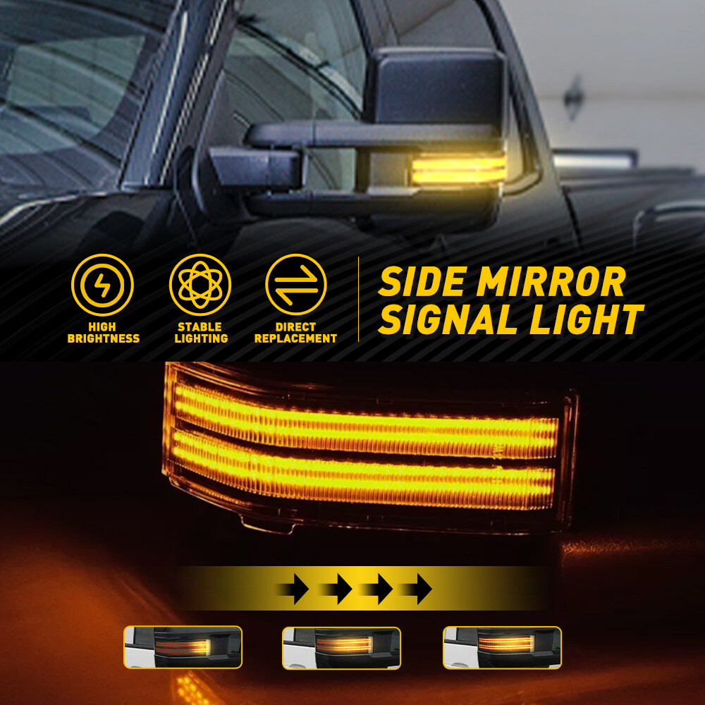 2x For 15-19 Chevy Silverado GMC Sierra LED Sequential Side Mirror Signal Light