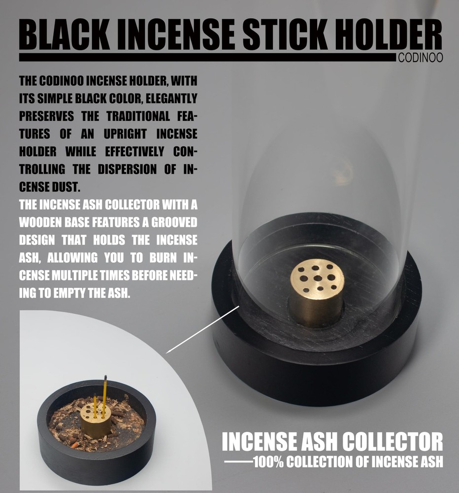 CODINOO Incense Holder for Sticks,Modern Stick General size, Black