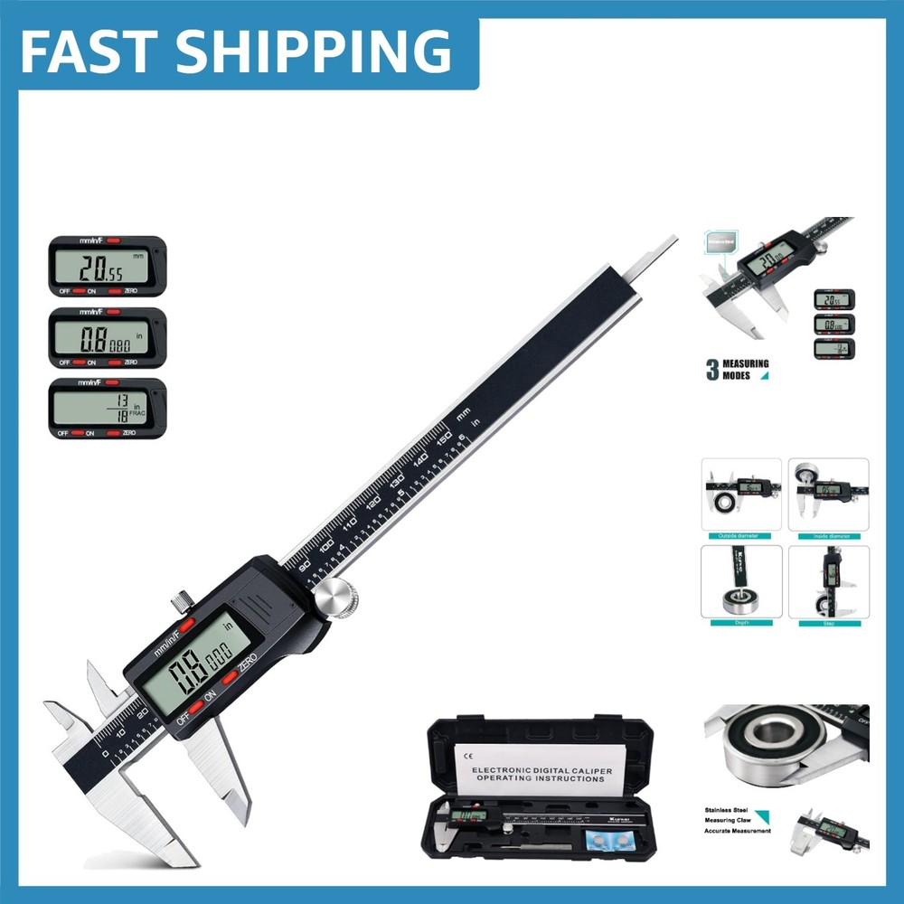 Precision Stainless Steel Digital Caliper - 3-Unit Conversion & Auto Off Feature