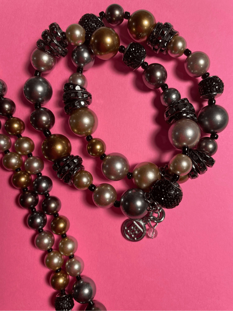 Designer multi strand pearlized bead necklace set