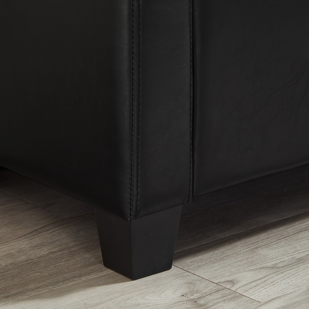 48-inch Storage Stool W Storage Function Faux Leather Quilted Upholstered Stool