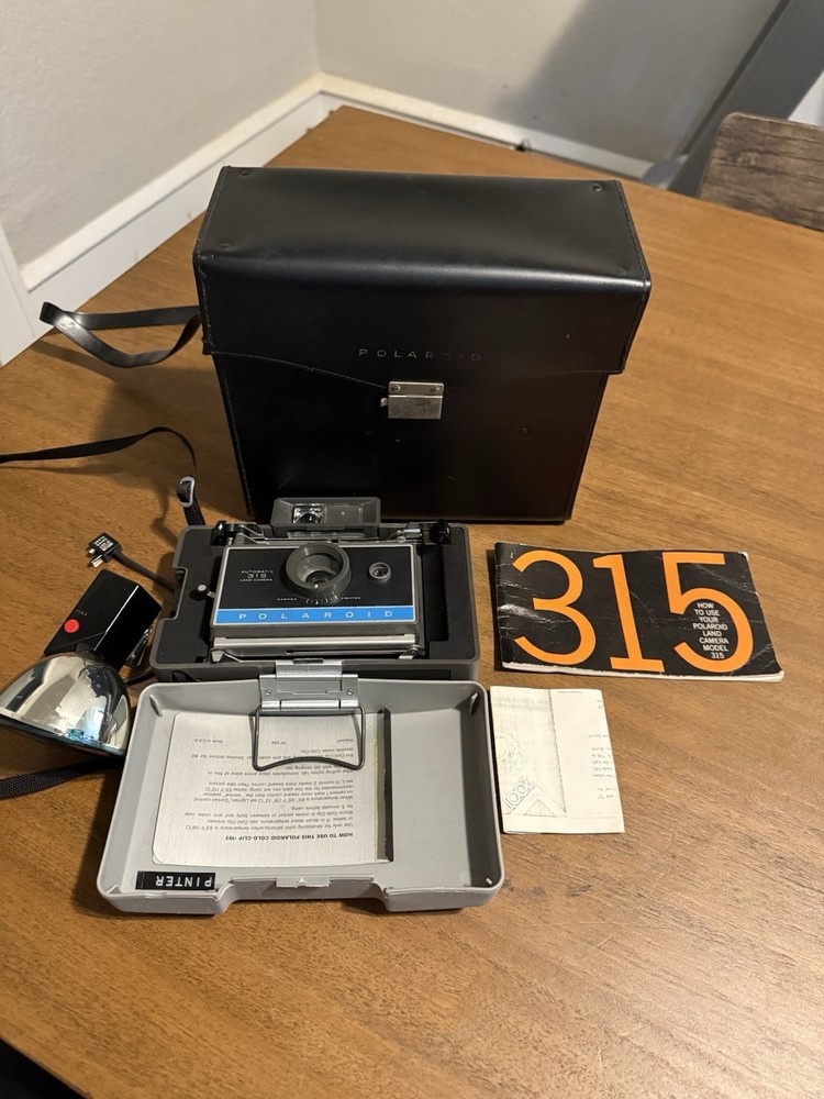 Polaroid 315 Camera Case, Flash, Manuals Plus Extras
