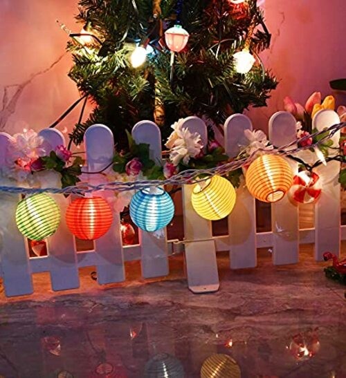 Nylon Lantern String Lights 10 Multicolor Lanterns Nylon Multicolored Lantern