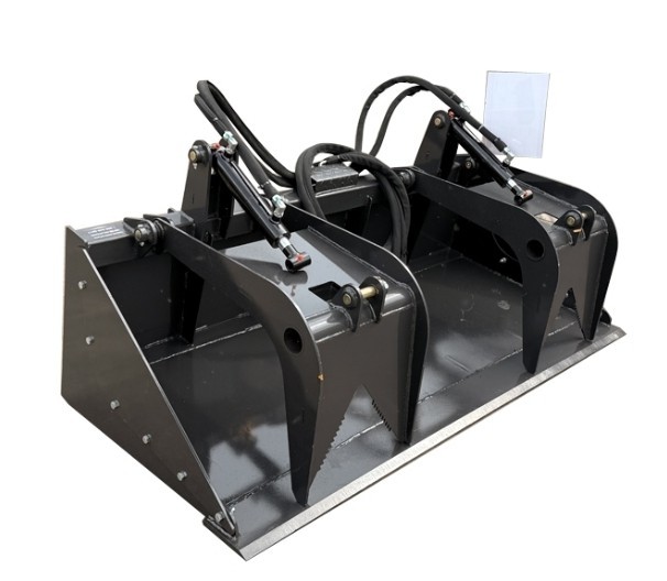 Wolfequip 72'' Dual Cylinder Grapple Bucket Solid Bottom Quick Attach Attachment