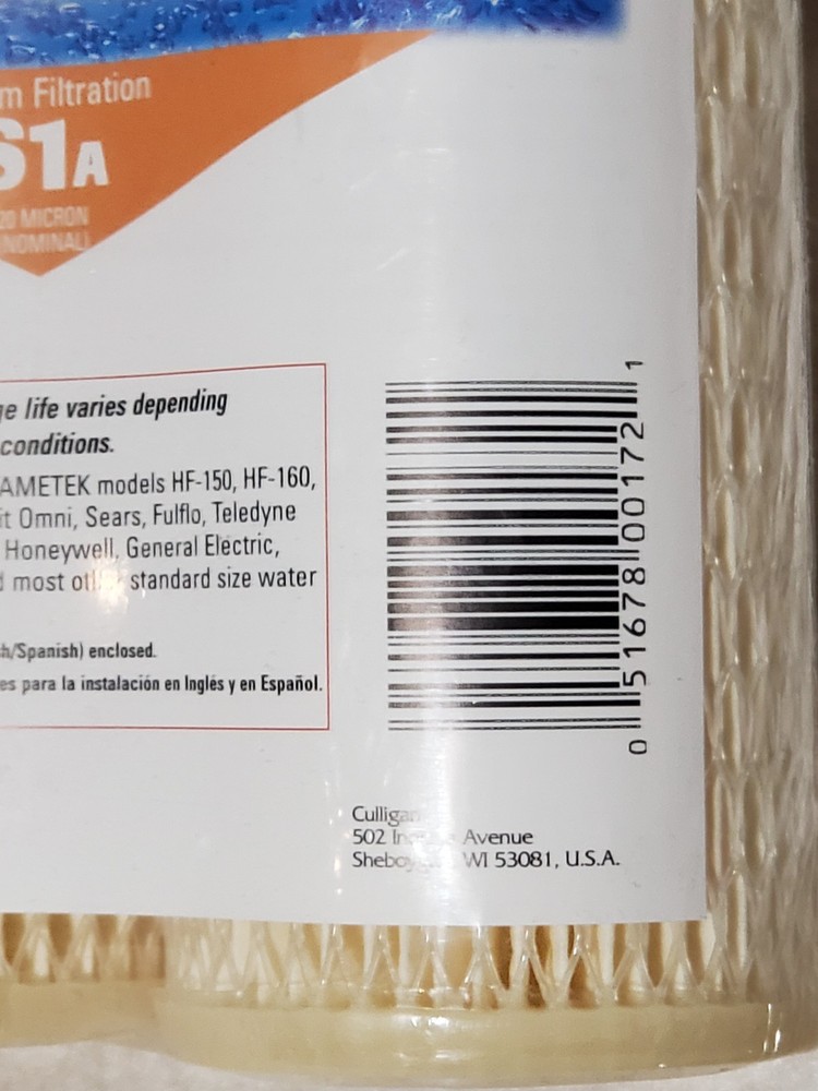 Culligan S1A Standard-Duty Whole House Water Filter 20 Micron (3) 2-pack 6 tota