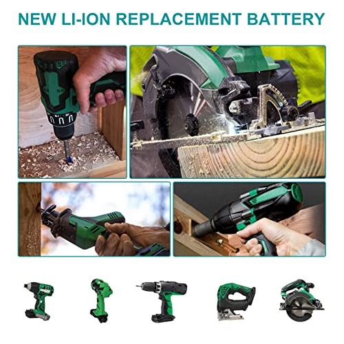 [2Pack] 18V 6.0Ah! High-Output Battery for Hitachi Power Tools BCL1815 Pack 2