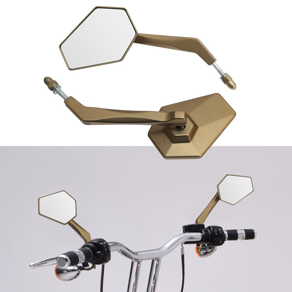 Gold Mirror Adjustable Right/Left Rearview Mirrors Fits For Harley