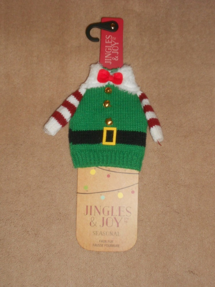 NEW, JINGLES & JOY WINE BOTTLE SWEATER, ELF