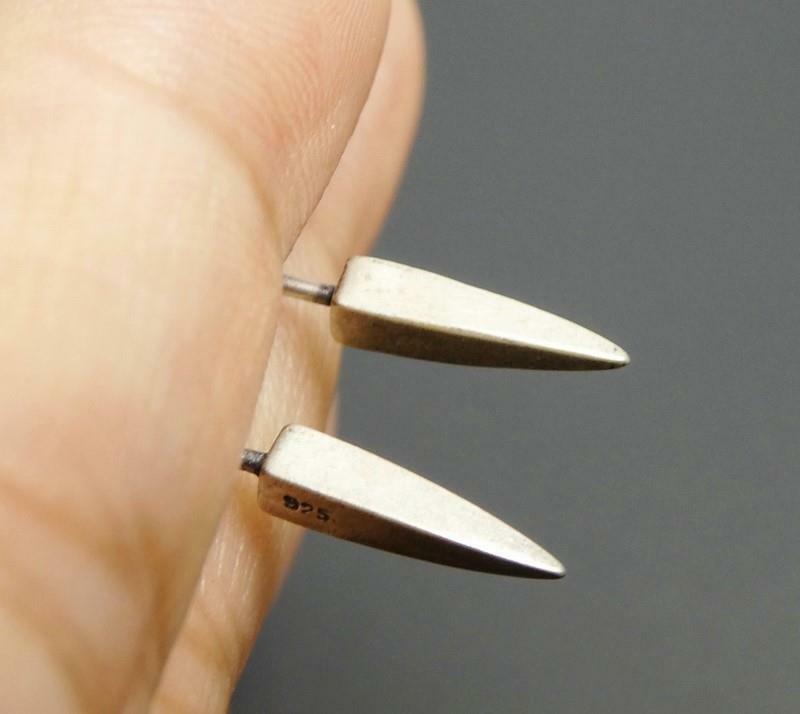 Handmade Unique Sterling Silver Square Spike Tiny Stud Post Earrings Gothic Cool