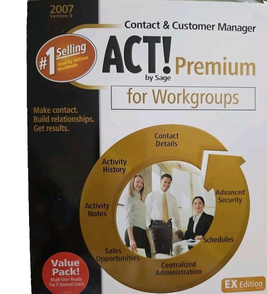 ACT!  2007 Sage Software CD Windows Contract Customer Manager version 9 LooK