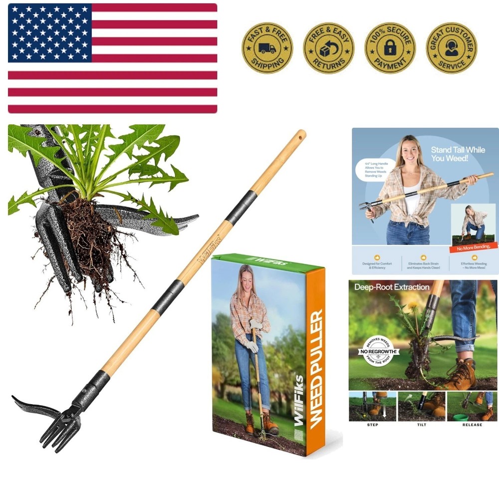 Weed Puller Tool, Stand Up Heavy Duty Weed Remover Tool with Long Handle , Fo...