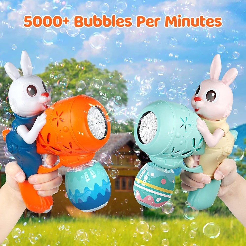Bubble Guns for Toddlers,2pcs Rabbit Bubble Machine for Kids,Automatic Bubble...