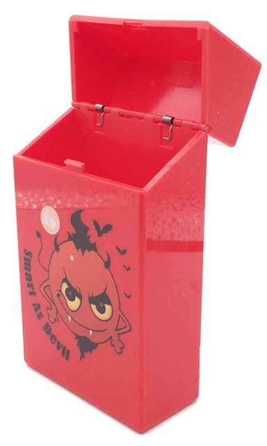 6PC Devil 100's Size Push-to-Open Plastic Cigarette Case Mixed Color